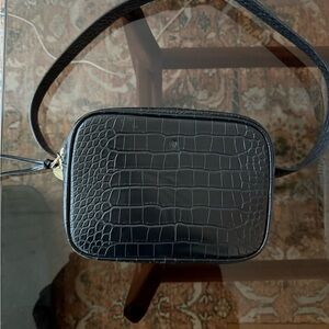 Ela Black Croc Belt Bag
